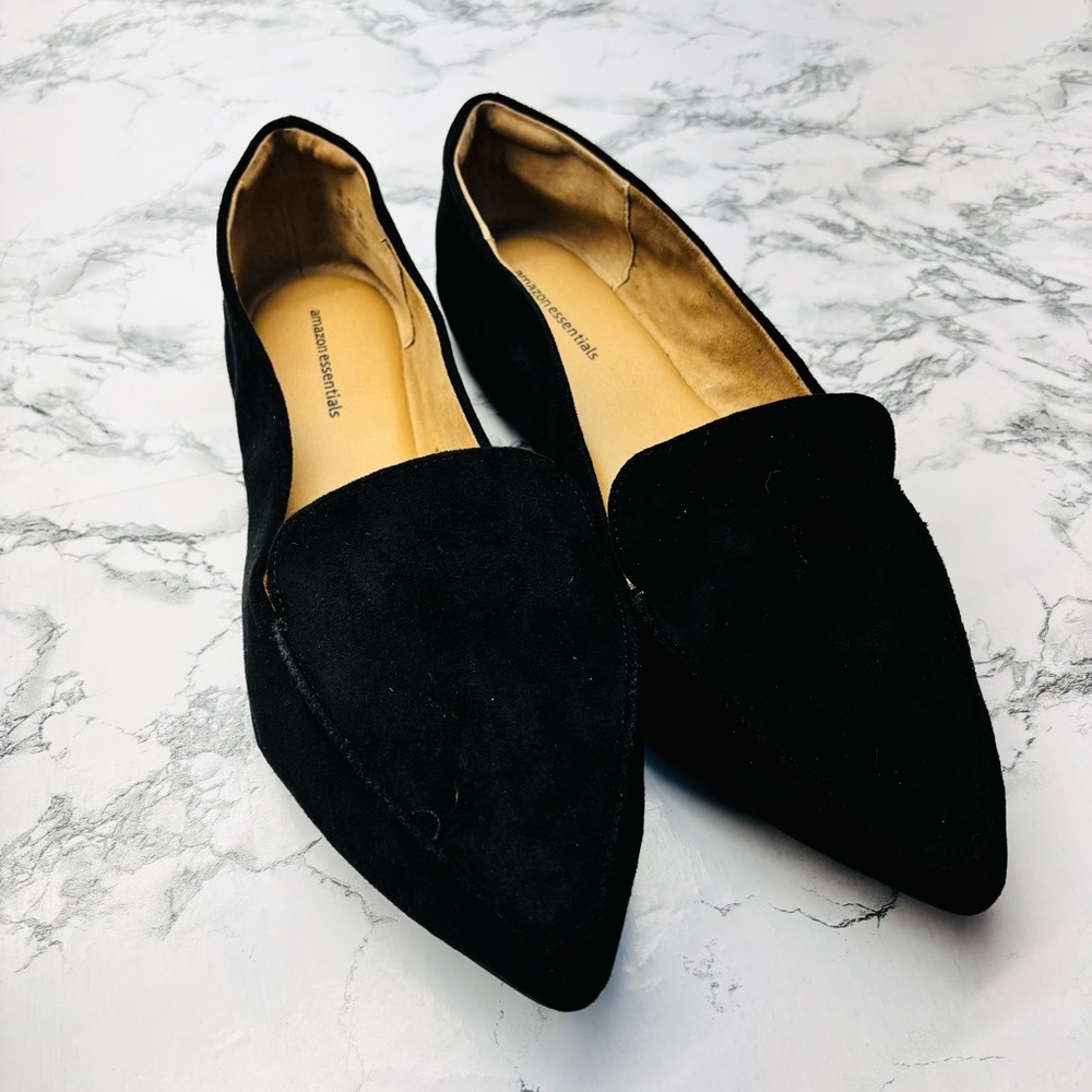 Amazon Essentials Black Suede pointy toe Business Casual Loafers 12w